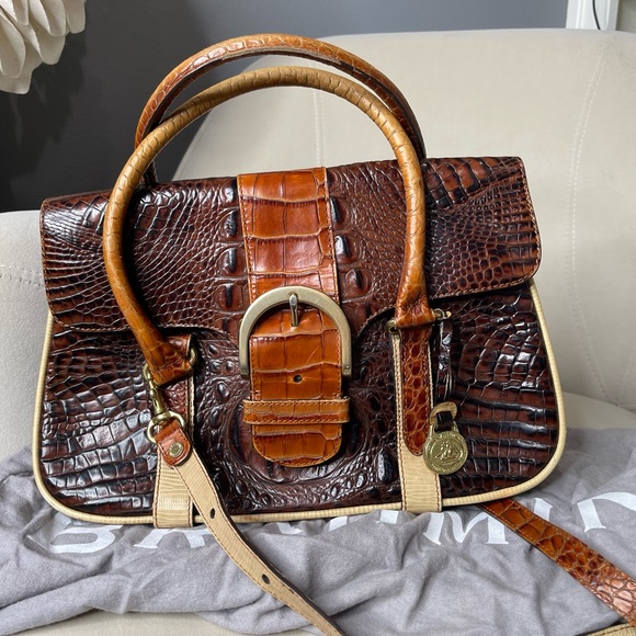 Brahmin Bags Brahmin Handbag Vintage Torey Tuscana Satchel Flap Closure Brown Leather Poshmark